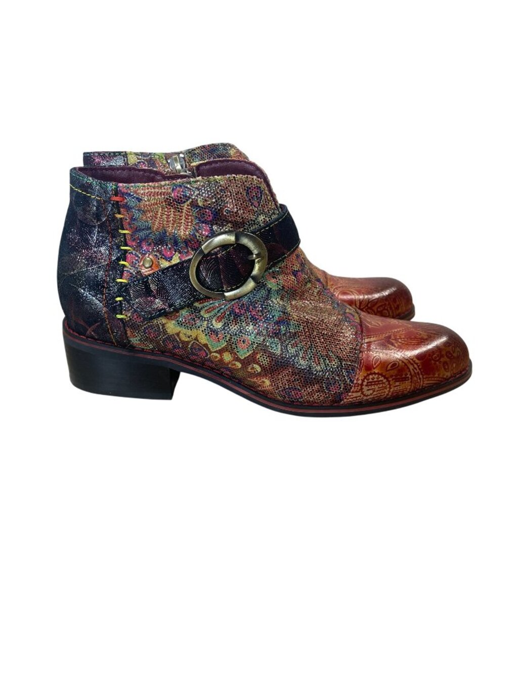 Spring Step L'Artiste Georgiana Art to Wear Leather Ankle Boot Women 37 (6.5-7)